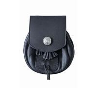 Rob Roy Sporran en cuir noir fait main avec chaîne et kilt écossais traditionnel