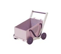 Roba Poussette De Poupée "Fienchen" En Bois Et Tissu + Coussin Et Couverture - Transformable En Nacelle - Lilas/Blanc
