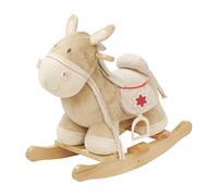Roba - Âne À Bascule En Bois Et Peluche Avec Étriers Selle Et Bride - Marron / Motif Rouge