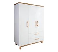 ROBA Armoire Bébé ""Finn"" 3 Portes - 2 Tiroirs - Blanc / Décor Chêne Doré