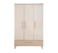 Roba Armoire Enfant Sidney - 3 Portes + 1 Tiroir - Poignées Et Pieds En Bois Massif - Beige / Décor Chêne Beige