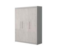 roba Armoire Enfant en Bois "Maren 2" 3 Portes - Garde-Robe avec Penderie et 6 Étagères - Gris Clair / Chêne Blanchi