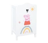 roba Armoire Poupée Peppa Pig avec Penderie et Étagère - Motif Truie et Arc-en-Ciel - Hauteur 52 cm - Porte avec Perforation en Forme de Coeur - Rose/Blanc