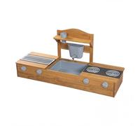 roba Bac à Sable 2 en 1 & Cuisine de Jeu pour Enfants - Certifié FSC® - avec Accessoires - Cuisine Compacte pour Balcon & Jardin - Brun