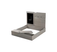 Roba Bac à sable Outdoor+ - Couvercle, 2 bancs, 3 crochets, panneau noir à craie - 80 x 85 cm Gris