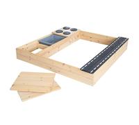 roba Bac à Sable Street & Play en Bois - Design avec Rue, Plaque de Cuisson, Bac de Jeu - Grand Bac à Sable avec Couvercles en Bois Résistant aux Intempéries - Naturel/Noir