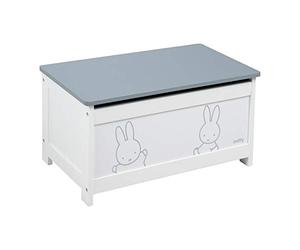 roba Banc-Coffre à Jouets miffy® pour Enfant en Bois - Banquette de Rangement - avec Charnière de Sécurité à Fermeture Douce - dès 18 Mois - Blanc / Motif Lapin