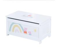 roba Banc-Coffre à Jouets Peppa Pig pour Enfant en Bois - Banc de Rangement - avec Charnière de Sécurité à Fermeture Douce - dès 18 Mois - Motif Truie - Blanc/Rose