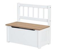 roba Banc-Coffre à Jouets Woody pour Enfant en Bois - Résistant aux Rayures - avec Charnière de Sécurité à Fermeture Douce - dès 18 Mois - Blanc/Aspect Bois