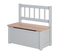 roba Banc-Coffre à Jouets Woody pour Enfant en Bois - Résistant aux Rayures - avec Charnière de Sécurité à Fermeture Douce - dès 18 Mois - Taupe/Aspect Bois