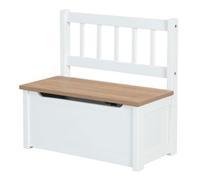 roba Banc-Coffre à Jouets Woody pour Enfant en Bois - Résistant aux Rayures - avec Charnière de Sécurité à Fermeture Douce - dès 18 Mois - Blanc/Aspect Bois