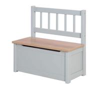 ROBA Banc Coffre à Jouets Woody pour Enfant - Meuble de Rangement en Bois 2 en 1 - Fermeture Douce - Taupe / Aspect Bois