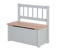 Roba Banc Coffre À Jouets Woody Pour Enfant - Meuble De Rangement En Bois 2 En 1 - Fermeture Douce - Taupe / Aspect Bois Gris