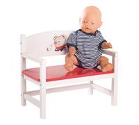 Roba Banc De Poupée Teddy College - Meuble Pour Maison De Poupée - Banc Miniature Pour Poupons - Bois Laqué Blanc / Rouge