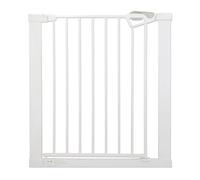 roba barrière de sécurité easySafe+ en métal, 75-82 cm, extensible à 110 cm, sans perçage, fermeture à voyant, arrêt 90°, certifiée TÜV, pour enfants 0-24 mois, blanc