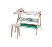 Tableau et Tabouret en Bois pour Enfant - ROBA - Double Face - Naturel vert TU
