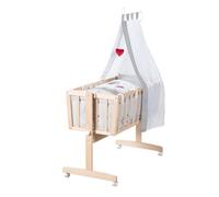 ROBA Berceau Bébé 40 x 90 cm - Adam et Eule - Hêtre Massif - Équipement Inclus