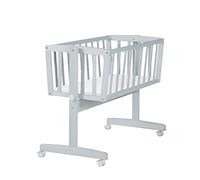 ROBA Berceau Bébé 40 x 90 cm avec Matelas - Roulettes à Freins - Fonction Basculante avec Bouton de Verrouillage - Bois Gris gris TU