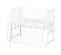 Roba Berceau Cododo 3en1 Réglable "Safe Asleep®" 90 X 45 Cm + Matelas + Barrière Et 4 Roulettes Avec Freins- Bois Laqué Blanc Blanc