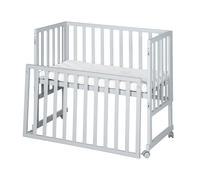 Roba Berceau Cododo 3en1 Réglable "Safe Asleep®" 90 X 45 Cm + Matelas + Barrière Et 4 Roulettes Avec Freins- Bois Laqué Taupe Gris