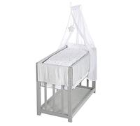 roba Berceau Cododo Complet - Convertible en Banc, Lit ou Berceau - Réglable en Hauteur - Textiles Complets avec Motif d'Étoiles Inclus - Bois Gris