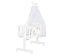 roba Berceau Complet Fox et Bunny 40 x 90 cm - Literie Complète Incluse - avec Verrouillage en Position Fixe - Roues à Freins - Bois Laqué Blanc - Motif Lapin