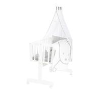 roba Berceau Complet Miffy® 40 x 90 cm - Literie Complète Incluse - avec Verrouillage en Position Fixe - Roues à Freins - Bois Laqué Blanc - Motif Lapin