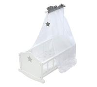 Berceau De Poupée En Bois Stella - Roba - Lit À Bascule Pour Poupon - Blanc / Gris