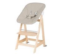 roba Born Up Chaise Haute de Croissance 2 en 1 avec Transat Bébé Inclinable Matelassé Gris (Bois Naturel / Effet Cuir Imperméable)