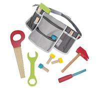 roba Ceinture à Outils Ajustable pour Enfant - 11 Pièces en Bois - Scie + Marteau et Autres - Jouet de Construction Coloré
