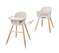 roba Chaise Haute Évolutive 2 en 1 Style Up Wood pour Bébé et Enfant - 50 KG - avec Ceinture de Sécurité et Plateau Repas Amovible - Réglable - Assise Rembourrée - Gris