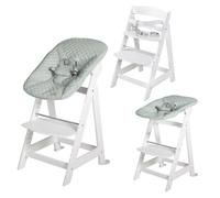 Roba Chaise Haute Évolutive "Born Up" 2 En 1 Blanche + Transat Vert Givré "Roba Style Blanc