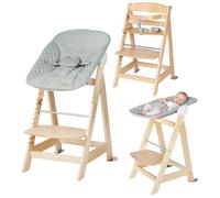 Chaise haute évolutive born up avec transat déperlant et inclinable roba style naturel - vert givré TU