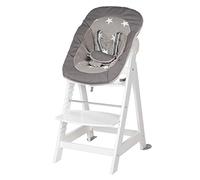 Roba Chaise Haute Évolutive Born Up 2 En 1 + Transat Inclinable À Motifs Étoiles - Little Stars - Dès La Naissance - Bois Blanc Blanc