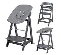 roba Chaise Haute Évolutive en Bois Born Up 2en1 + Transat Inclinable roba Style - dès Naissance - Hauteur Réglable - Nettoyable Facilement - Anthracite