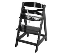 roba Chaise Haute Évolutive en Bois Noir Sit Up III - Hauteur Réglable - de 6 Mois jusqu'à 70 kg - Chaise Bébé Résistante avec Barre de Sécurité