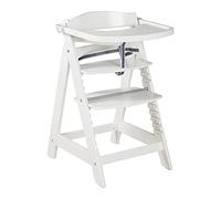 roba Chaise Haute Évolutive en Bois Sit Up Click et Fun + Plateau Repas Détachable - Hauteur Réglable - 6 Mois jusqu'à 70 kg - Blanc