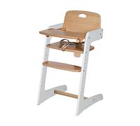 roba Chaise Haute Évolutive Kid Up avec Plateau Repas Amovible - Assise & Repose-Pieds Réglables - Bois de Hêtre Massif - jusqu’à 50 kg - Blanc/Naturel