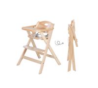 Roba Chaise haute Fold Up Smart – Pliable, plateau repas détachable, supporte 15 kg – Bois naturel