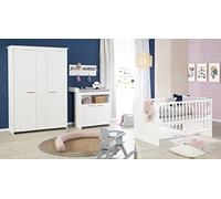 Chambre bébé complète ROBA Anton - Lit évolutif 70x140 cm + Commode à langer + Armoire 2 portes - Blanc