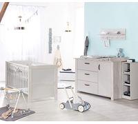 Chambre Bébé Duo Mila - ROBA - Lit 70x140 cm + Commode à Langer - Gris Clair - Chêne Blanchi