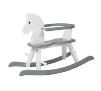 Cheval à bascule en bois avec anneau de protection blanc et gris TU