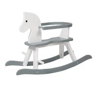 Cheval à bascule en bois avec anneau de protection blanc et gris TU