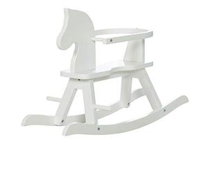roba Cheval à Bascule en Bois Massif Laqué Blanc + Anneau de Protection Amovible - Aide à Maîtriser l'Équilibre - Supporte 25 kg - dès 1 an