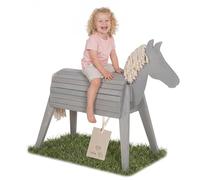 roba Cheval d’extérieur en bois massif - Cheval en bois résistant aux intempéries pour le jardin - Cheval de voltige pour monter, grimper et faire de la gymnastique - En bois durable - Lasuré gris