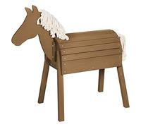Cheval de jardin en bois massif avec crinière et queue teck TU
