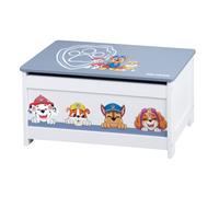 roba Banc-Coffre à Jouets Paw Patrol pour Enfant en Bois - Banc de Rangement - avec Charnière de Sécurité à Fermeture Douce - dès 18 Mois- Motif Chiens - Blanc/Bleu-Gris