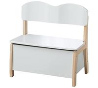 roba Coffre et Banc à Jouet en Bois Massif - Meubles de Rangement pour Enfants - Dossier et Assise Laqués Blanc