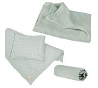 roba Coffret Cadeau Bébé Lil Planet 4 pcs : 1 Housse de Couette + 1 Taie Oreiller + Drap Housse + Couverture - Certifié GOTS et OEKO-TEX - Vert Givré