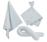 ROBA Coffret Bébé Lil Planet - 3 PCS - 1 Coussin Traversin + 1 Couverture + 1 Doudou - Cadeau de Naissance - Bleu Clair
